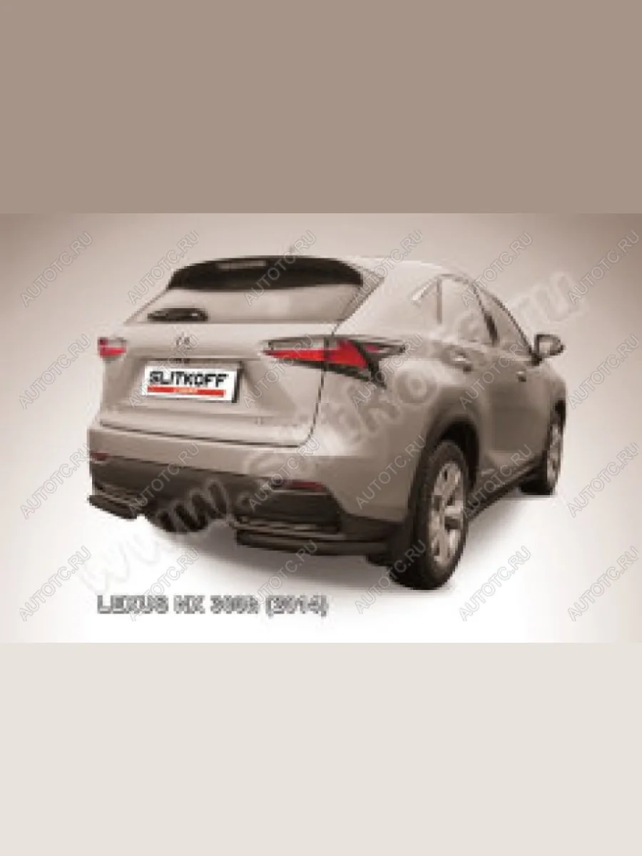 Защита заднего бампера уголки d57 Slitkoff Lexus NX300h Z10 дорестайлинг (2014-2017) (нержавейка с полимерным покрытием в цвет черный)  в Перми Пермском крае
