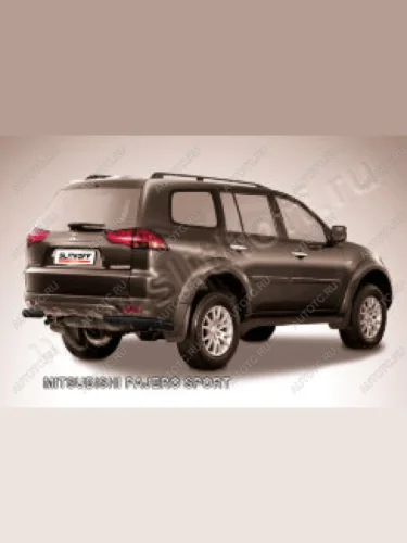 Защита заднего бампера уголки d57 Slitkoff (нержавейка с полимерным покрытием в цвет черный) Mitsubishi Pajero Sport  PA (2004-2008) рестайлинг