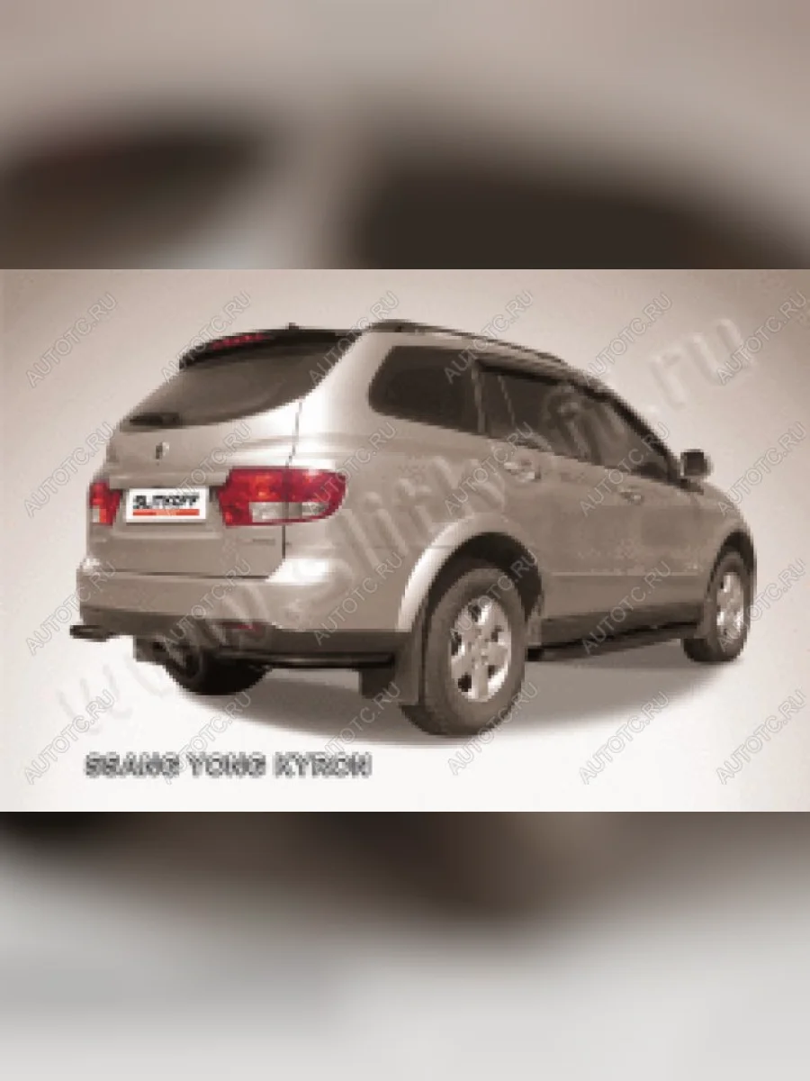 Защита заднего бампера уголки d57 Slitkoff SSANGYONG Kyron рестайлинг (2007-2016) (нержавейка с полимерным покрытием в цвет черный)  в Керчи Республика Крым