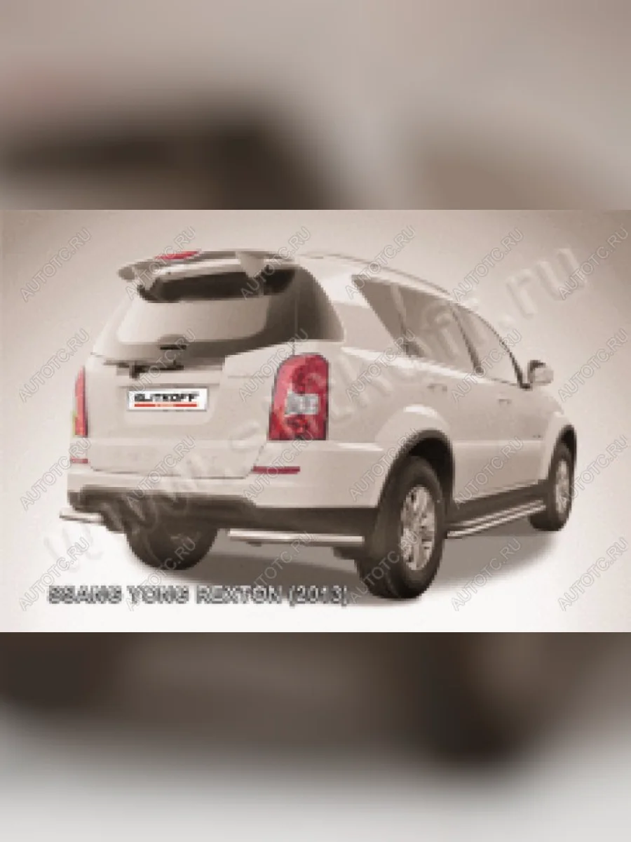 Защита заднего бампера уголки d57 Slitkoff SSANGYONG Rexton Y290 (2012-2017) (нержавейка полированная)  с доставкой в г. Керчь