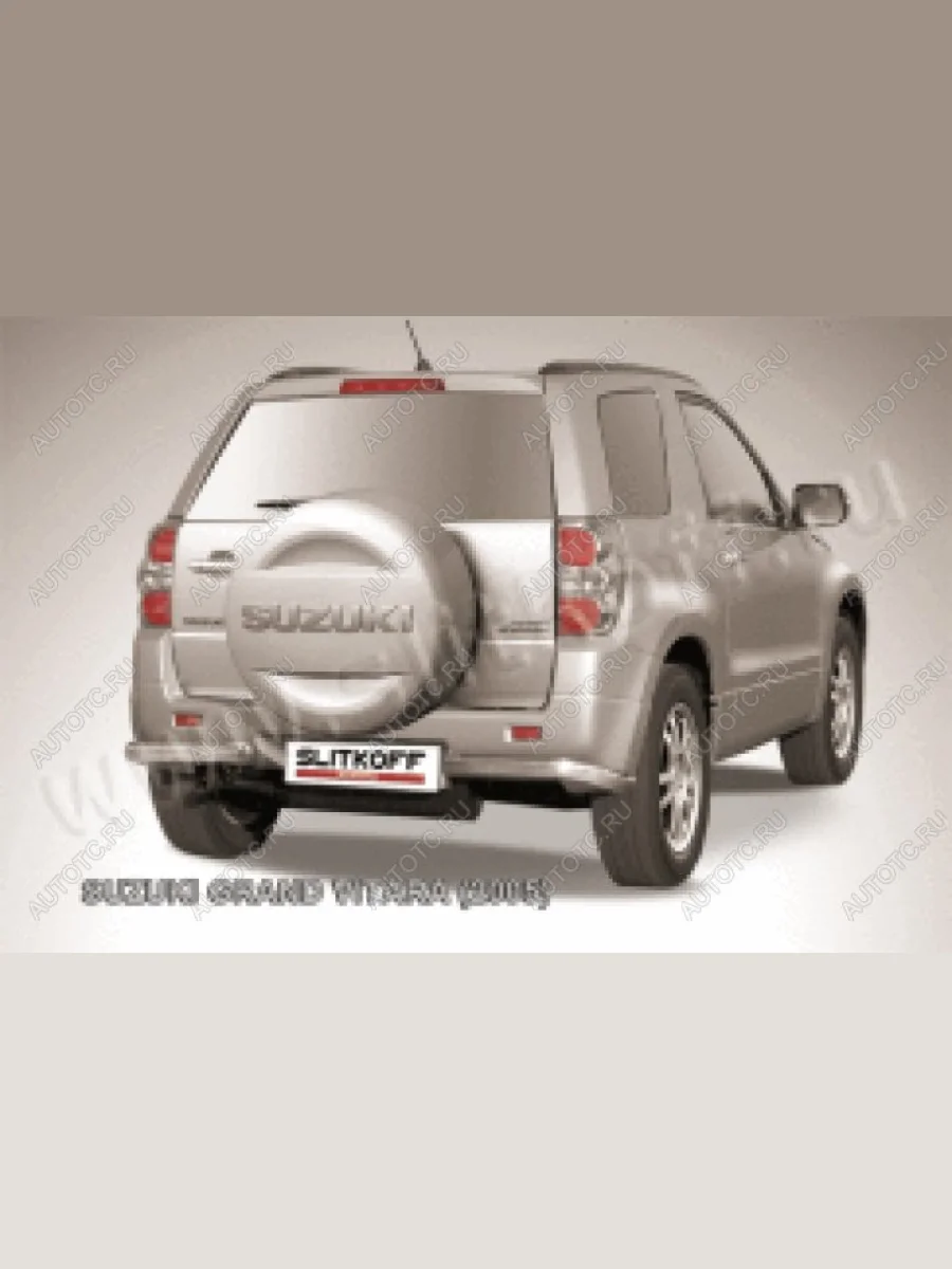 Защита заднего бампера уголки d57 Slitkoff Suzuki Grand Vitara JT 3 двери дорестайлинг (2005-2008) (нержавейка полированная)  в Керчи Республика Крым