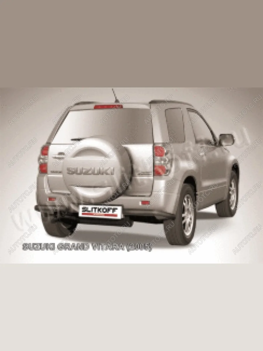 Защита заднего бампера уголки d57 Slitkoff Suzuki Grand Vitara JT 3 двери дорестайлинг (2005-2008) (нержавейка с полимерным покрытием в цвет черный)  в Керчи Республика Крым