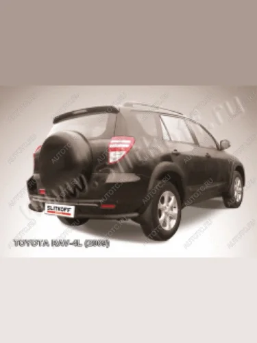 Защита заднего бампера уголки d57 Slitkoff (нержавейка с полимерным покрытием в цвет черный) Toyota RAV4  XA30 (2003-2010) 5 дв. удлиненный дорестайлинг, 5 дв. удлиненный 1-ый рестайлинг