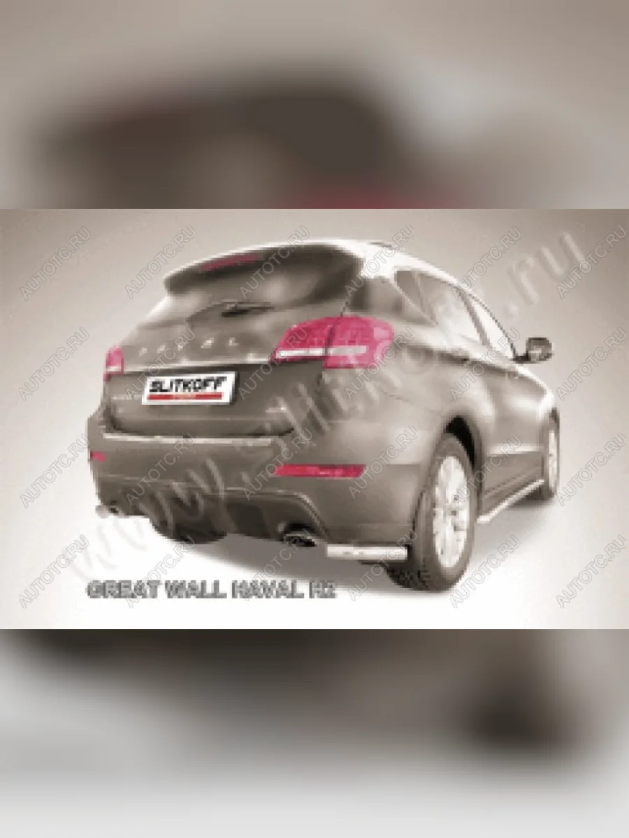 Защита заднего бампера уголки d57 Slitkoff Haval H2 (2017-2021) (Сталь с полимерным покрытием в цвет серебристый)  с доставкой в г. Керчь
