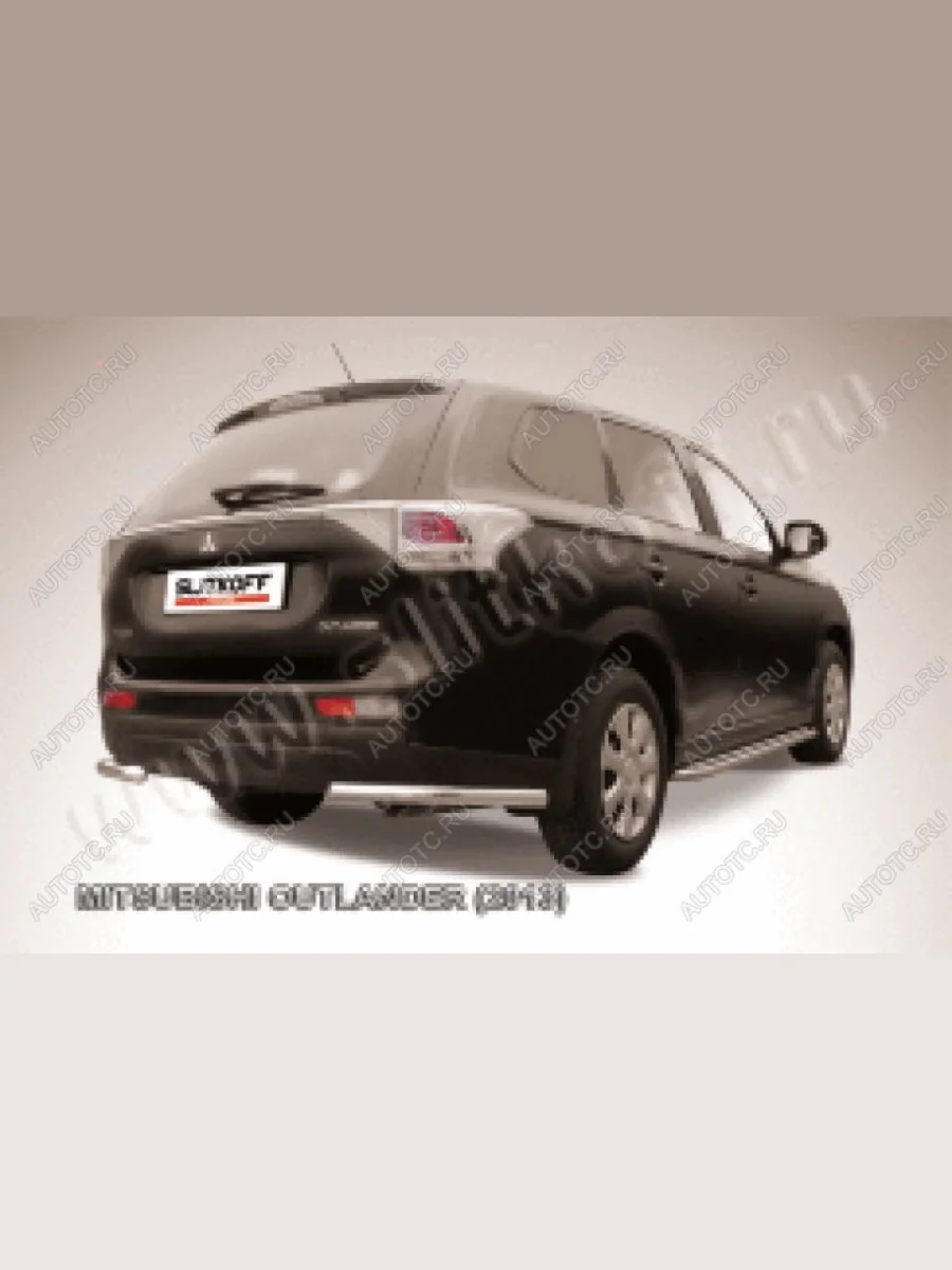 Защита заднего бампера уголки d57 Slitkoff Mitsubishi Outlander GF дорестайлинг (2012-2014) (Сталь с полимерным покрытием в цвет серебристый)  в Керчи Республика Крым