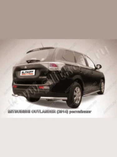 Защита заднего бампера уголки d57 Slitkoff (Сталь с полимерным покрытием в цвет серебристый) Mitsubishi Outlander  GF (2014-2016) 1-ый рестайлинг