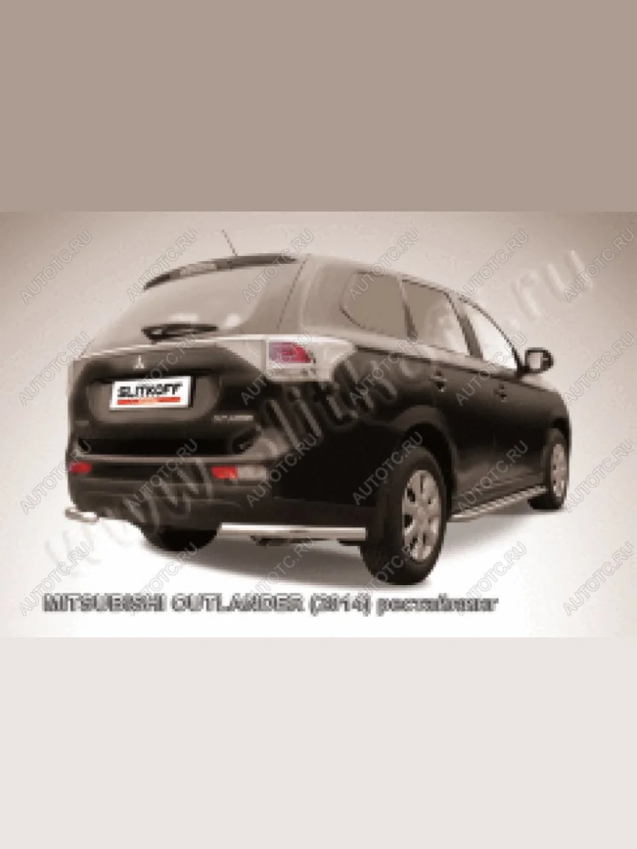 Защита заднего бампера уголки d57 Slitkoff  Mitsubishi Outlander (2014-2016) GF (Сталь с полимерным покрытием в цвет серебристый)  в Самаре Самарской области