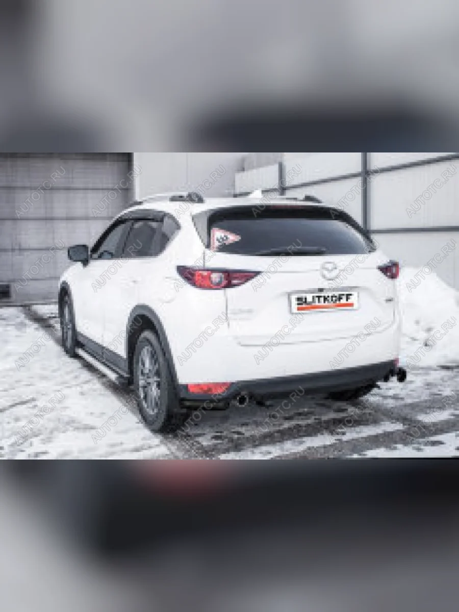 Защита заднего бампера уголки d57 Slitkoff Mazda CX-5 KF (2016-2025) ( Сталь с полимерным покрытием в цвет черный)  с доставкой в г. Керчь