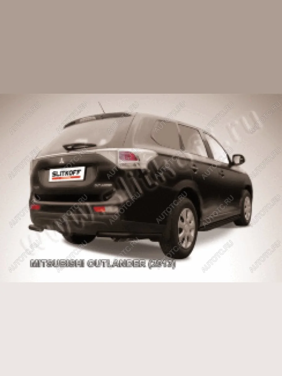 Защита заднего бампера уголки d57 Slitkoff Mitsubishi Outlander GF дорестайлинг (2012-2014) ( Сталь с полимерным покрытием в цвет черный)  в Перми Пермском крае