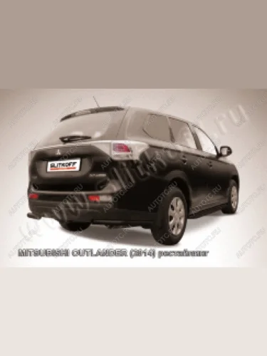 Защита заднего бампера уголки d57 Slitkoff ( Сталь с полимерным покрытием в цвет черный) Mitsubishi Outlander  GF (2014-2016) 1-ый рестайлинг