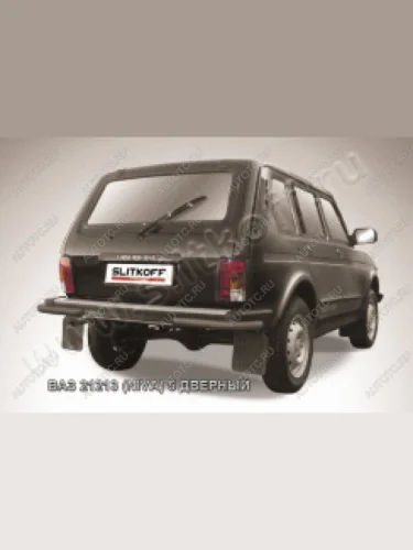 Защита заднего бампера уголки d57 Slitkoff (нержавейка с полимерным покрытием в цвет черный) Лада ВАЗ нива 4х4 2131 5 дв. дорестайлинг (1993-2019)