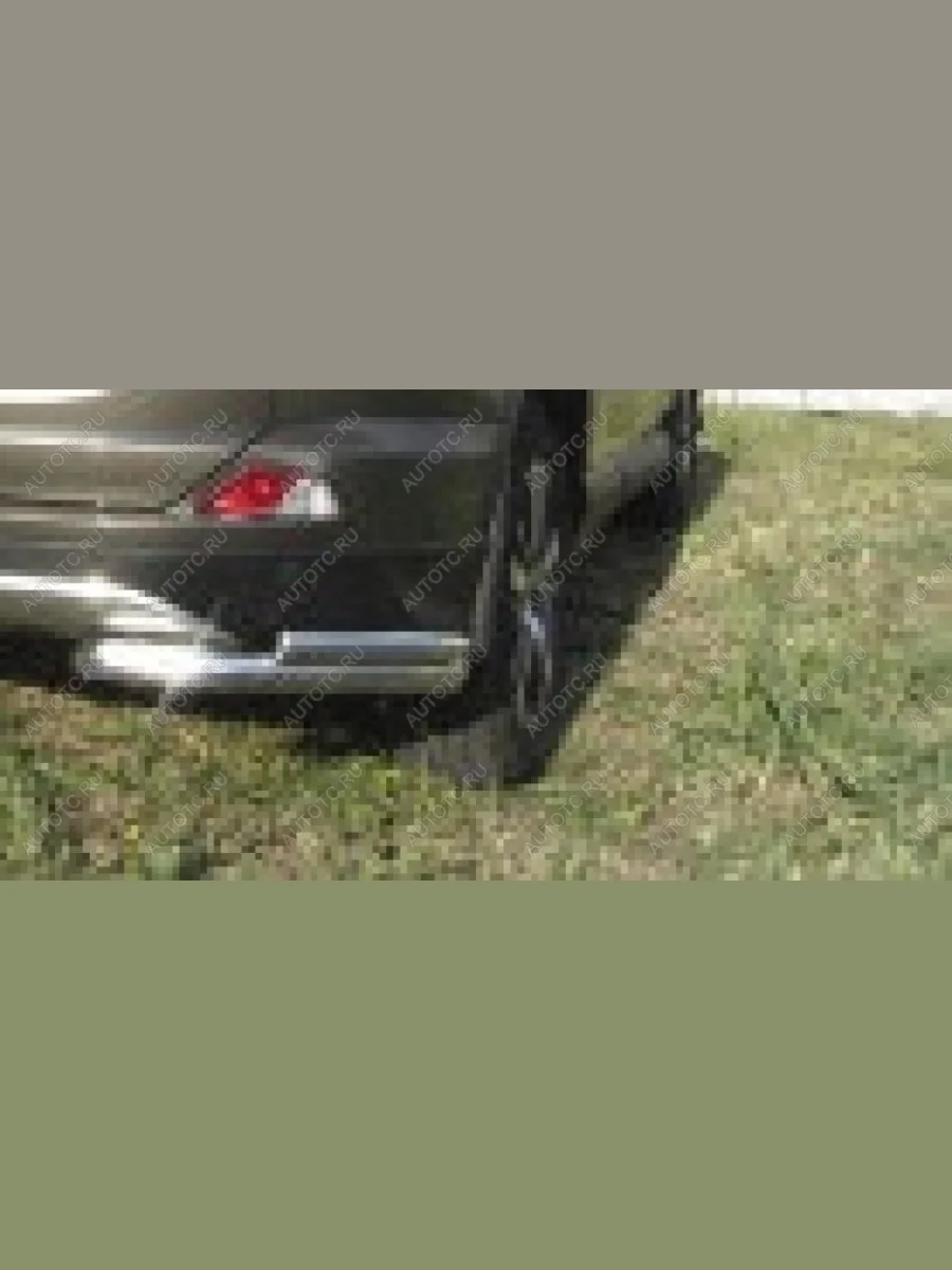 Защита заднего бампера уголки d57+d42 двойные Slitkoff Hyundai Tucson JM (2004-2010) (Сталь с полимерным покрытием в цвет серебристый)  в Воронеже Воронежской области