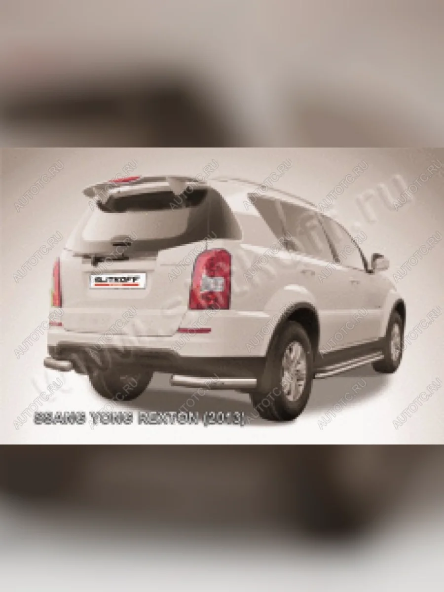 Защита заднего бампера уголки d76 Slitkoff SSANGYONG Rexton Y290 (2012-2017) (нержавейка полированная)  с доставкой в г. Керчь