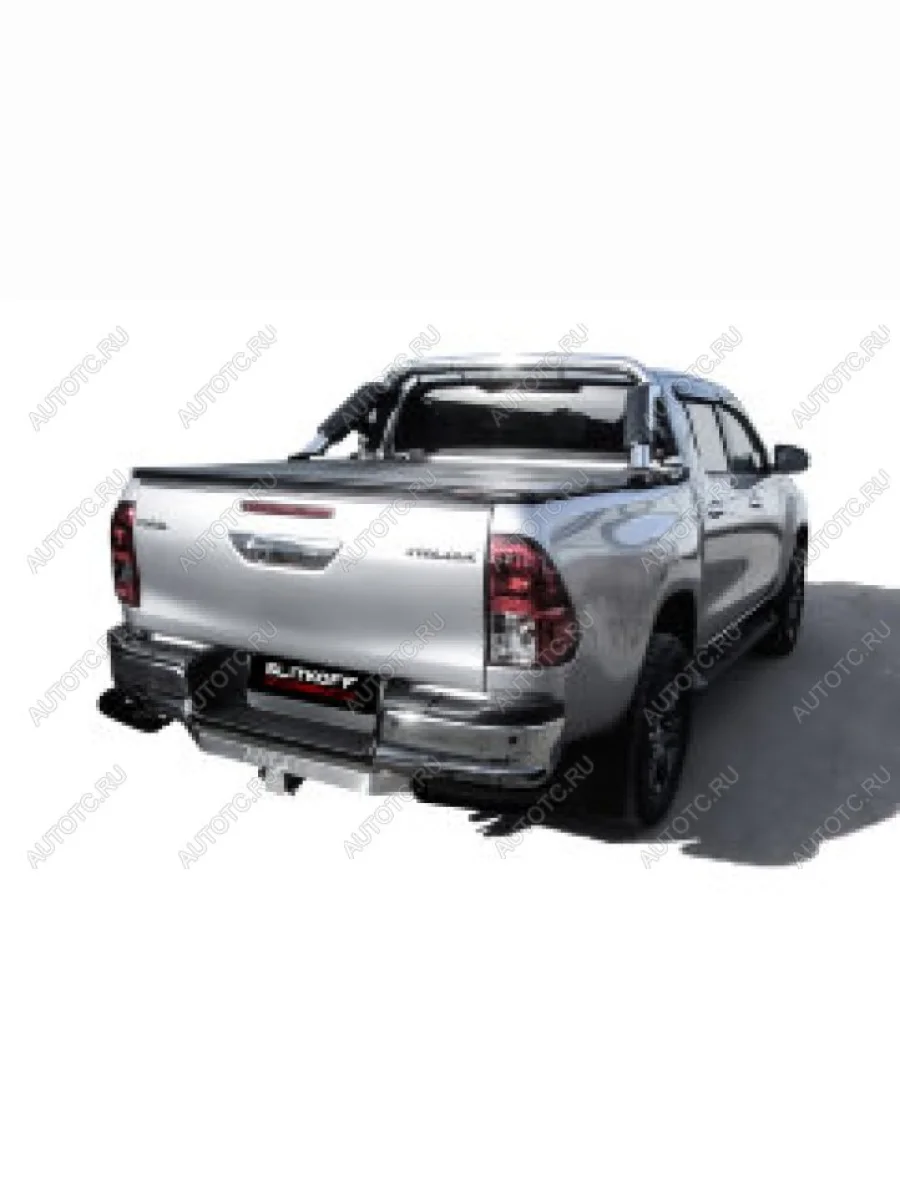 Защита заднего бампера уголки d76 Slitkoff  Toyota Hilux (2020-2025) AN120 (нержавейка с полимерным покрытием в цвет черный)  в Воронеже Воронежской области