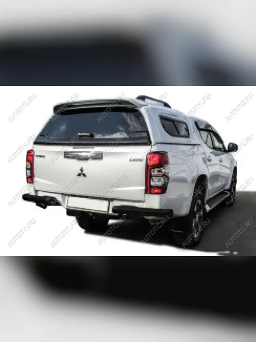 Защита заднего бампера уголки без бампера d76 Slitkoff Mitsubishi L200 5 KK,KL рестайлинг (2018-2022) (нержавейка с полимерным покрытием в цвет черный)  с доставкой в г. Керчь