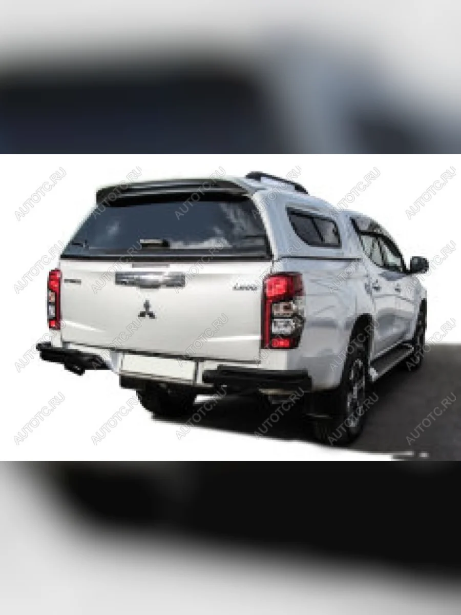 Защита заднего бампера уголки без бампера d76+d42 Slitkoff Mitsubishi L200 5 KK,KL рестайлинг (2018-2022) (нержавейка с полимерным покрытием в цвет черный)  с доставкой в г. Керчь