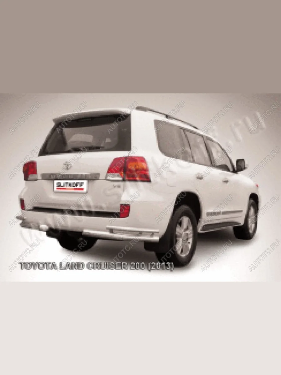 Защита заднего бампера уголки двойные d76+d42 Slitkoff Toyota Land Cruiser 200 1-ый рестайлинг (2012-2015) (нержавейка полированная)  в Самаре Самарской области