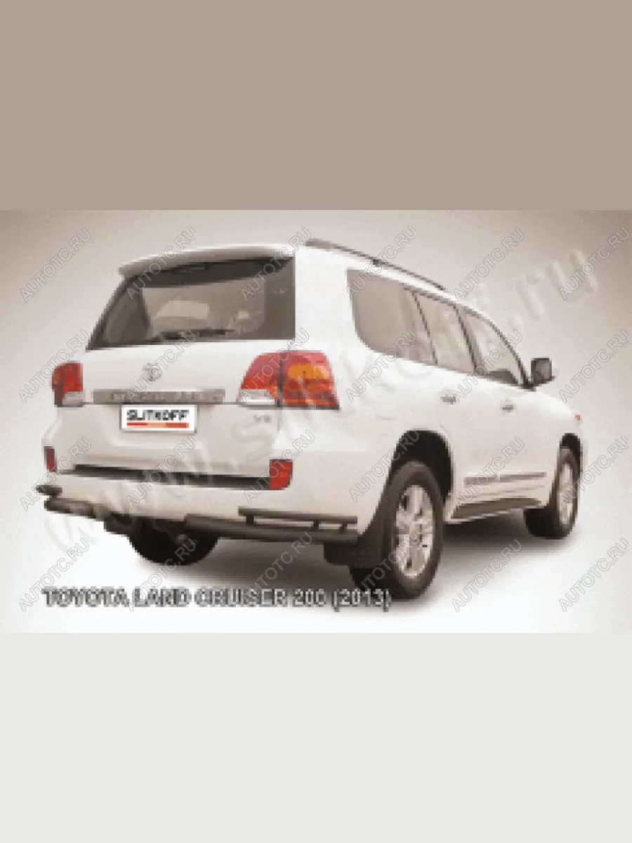 Защита заднего бампера уголки двойные d76+d42 Slitkoff Toyota Land Cruiser 200 1-ый рестайлинг (2012-2015) (нержавейка с полимерным покрытием в цвет черный)  в Самаре Самарской области