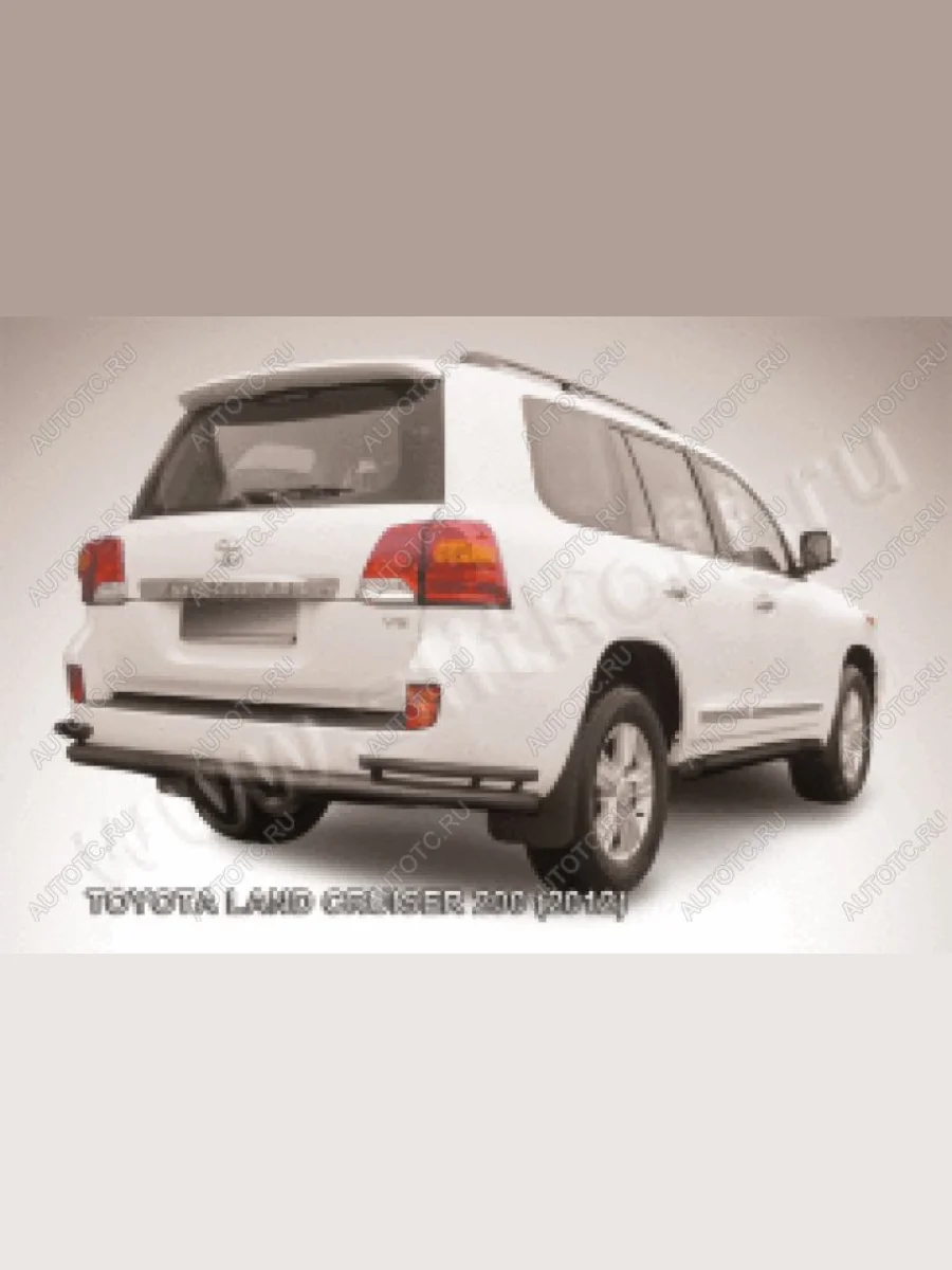 Защита заднего бампера уголки двойные d76+d42 Slitkoff Toyota Land Cruiser 200 1-ый рестайлинг (2012-2015) (  Сталь с полимерным покрытием в цвет черный)  в Воронеже Воронежской области