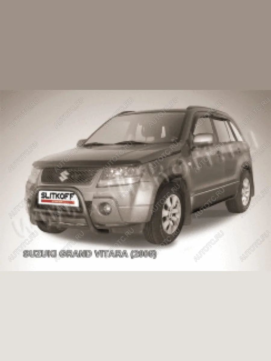 Защита переднего бампера кенгурятник d57 низкий Slitkoff  Suzuki Grand Vitara (2005-2008) JT 5 дверей, JT 3 двери (нержавейка с полимерным покрытием в цвет черный)  в Самаре Самарской области