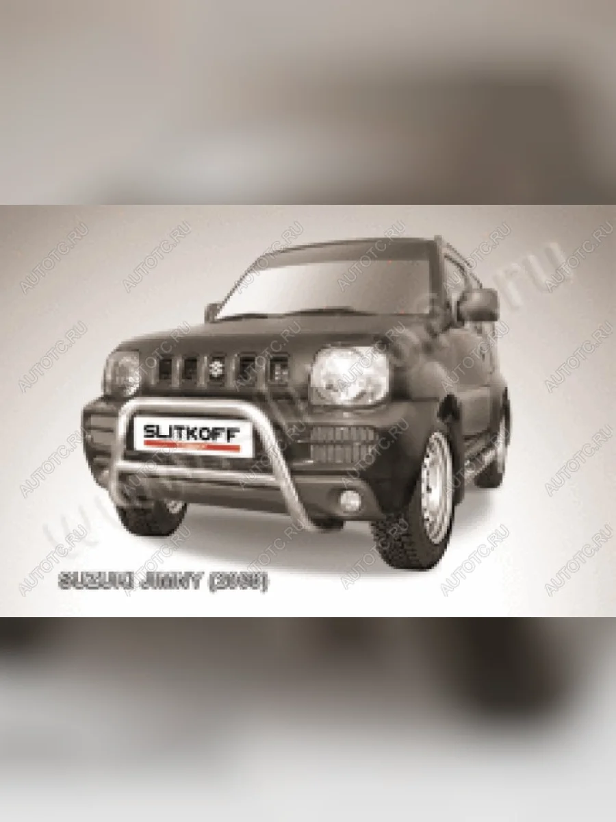 Защита переднего бампера кенгурятник d57 низкий Slitkoff Suzuki Jimny JB23/JB43 2-ой рестайлинг (2012-2018) (нержавейка полированная)  с доставкой в г. Керчь
