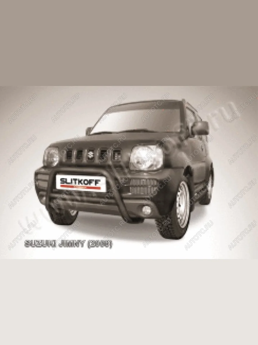Защита переднего бампера кенгурятник d57 низкий Slitkoff  Suzuki Jimny (1998-2018) JB23/JB43 (нержавейка с полимерным покрытием в цвет черный)  в Самаре Самарской области