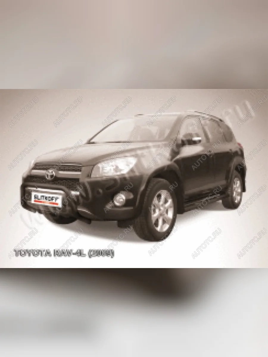 Защита переднего бампера кенгурятник d57 низкий Slitkoff Toyota RAV4 XA305 5 дв. дорестайлинг (2005-2009) (нержавейка с полимерным покрытием в цвет черный)  в Самаре Самарской области