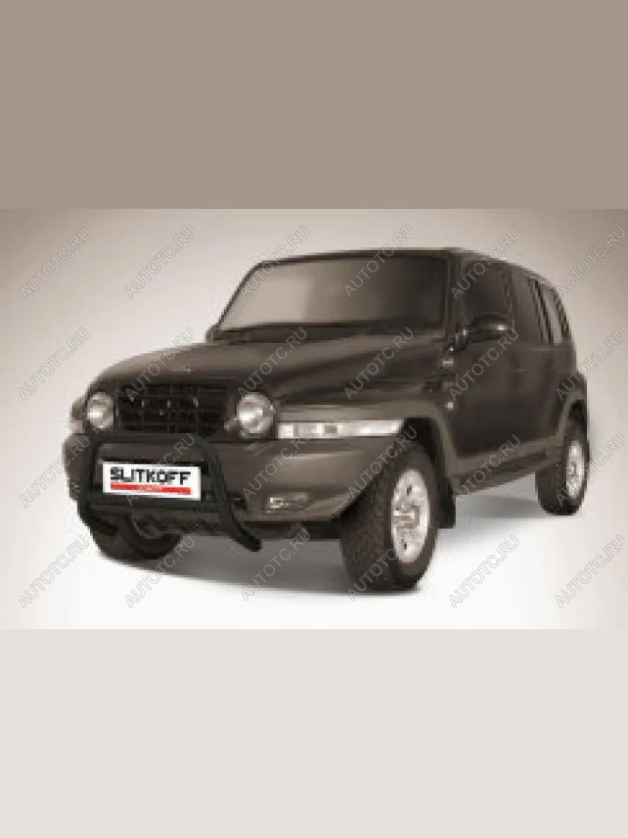 Защита переднего бампера кенгурятник d57 низкий Slitkoff ТАГАЗ Tager 5d (2008-2012) (нержавейка с полимерным покрытием в цвет черный)  в Самаре Самарской области