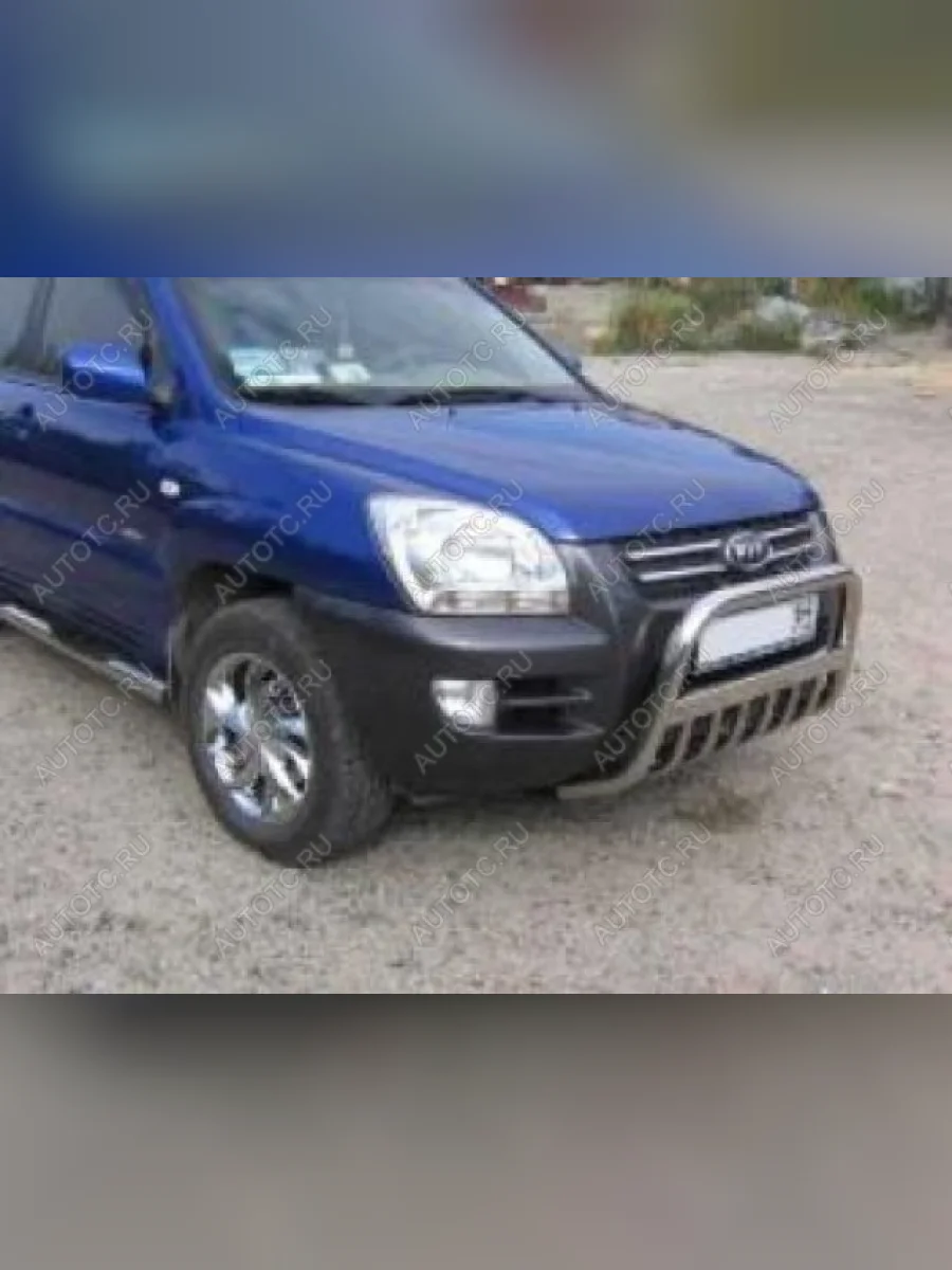 Защита переднего бампера кенгурятник d57 низкий (New) Slitkoff  KIA Sportage (2008-2010) 2 JE,KM (Сталь с полимерным покрытием в цвет черный)  в Самаре Самарской области