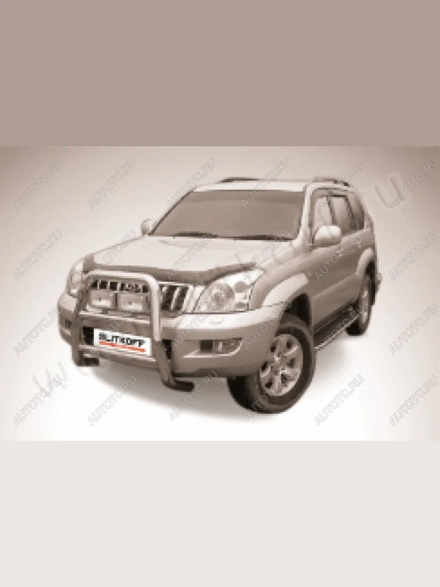 Защита переднего бампера кенгурятник d76 высокий Slitkoff Toyota Land Cruiser Prado J120 (2002-2009) (нержавейка полированная)  в Керчи Республика Крым
