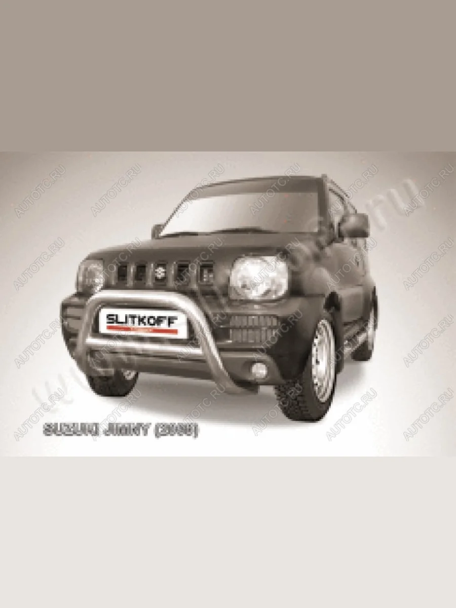 Защита переднего бампера кенгурятник d76 низкий Slitkoff Suzuki Jimny JB23/JB43 2-ой рестайлинг (2012-2018) (нержавейка полированная)  с доставкой в г. Керчь