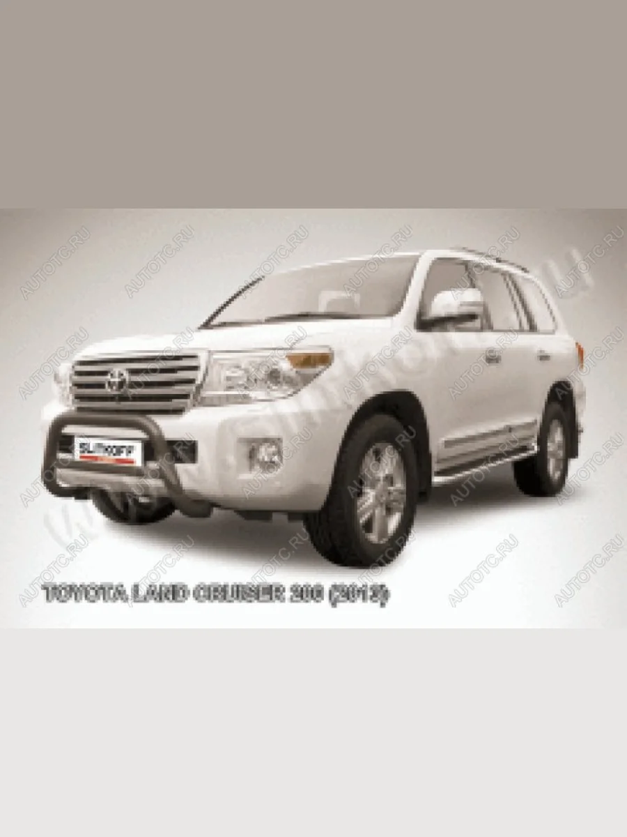 Защита переднего бампера кенгурятник d76 низкий Slitkoff  Toyota Land Cruiser (2012-2015) 200 (нержавейка с полимерным покрытием в цвет черный)  в Самаре Самарской области