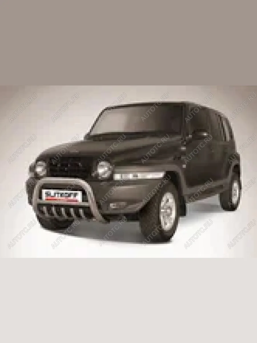 Защита переднего бампера кенгурятник d76 низкий с защитой картера Slitkoff ТАГАЗ Tager 5d (2008-2012) (нержавейка с полимерным покрытием в цвет черный)  в Самаре Самарской области