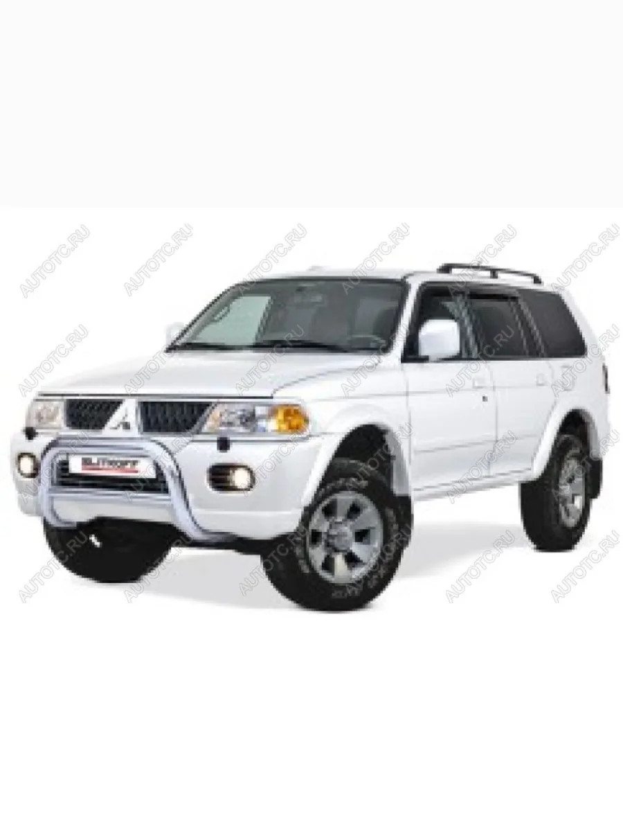Защита переднего бампера кенгурятник d76 низкий Slitkoff Mitsubishi Pajero Sport PA рестайлинг (2004-2008) (Сталь с полимерным покрытием в цвет серебристый)  в Самаре Самарской области