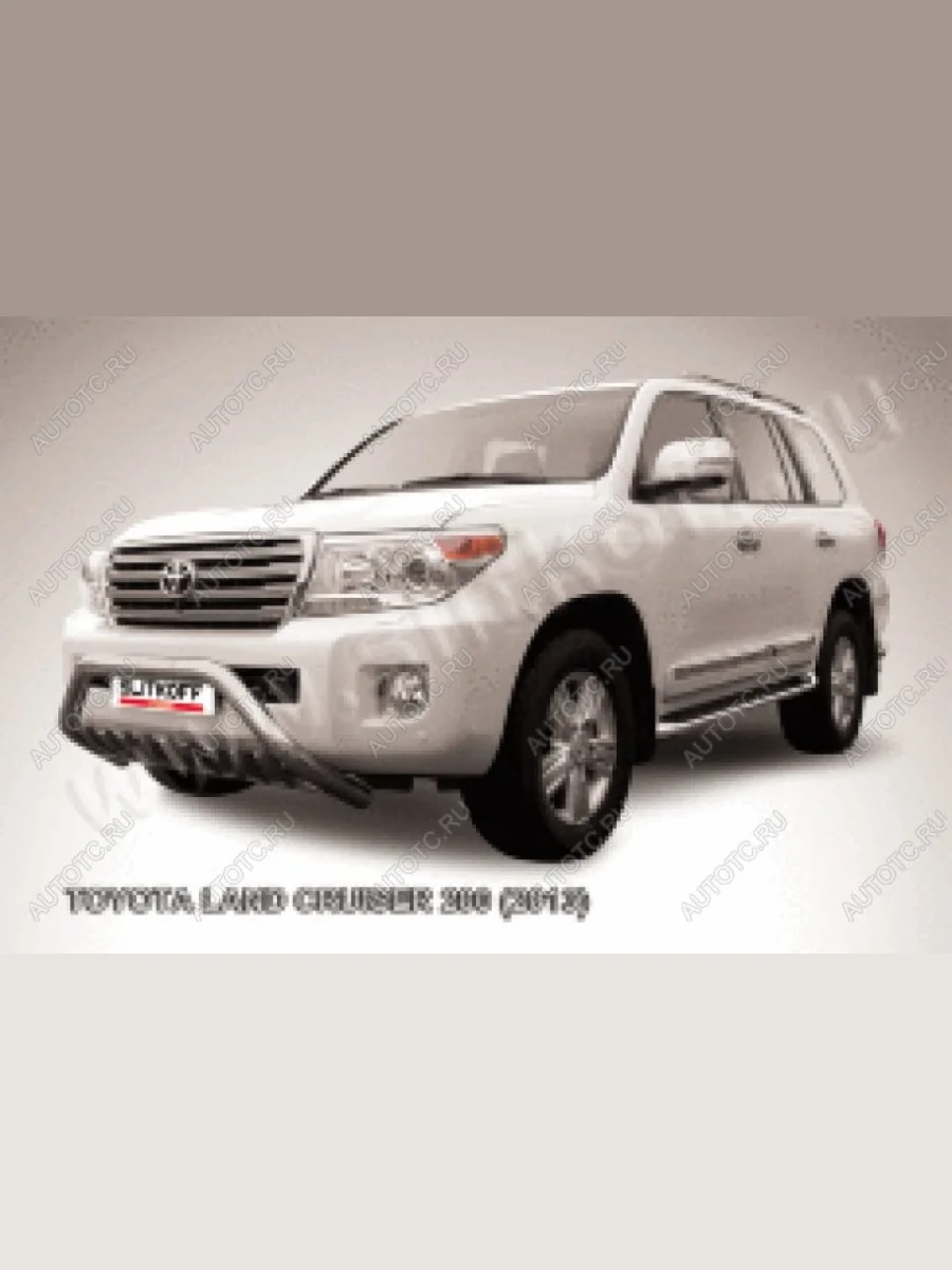 Защита переднего бампера кенгурятник d76 низкий широкий с ЗК Slitkoff  Toyota Land Cruiser (2012-2015) 200 (нержавейка полированная)  в Самаре Самарской области