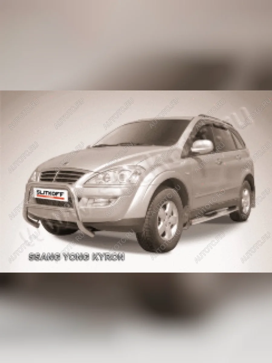 Защита переднего бампера кенгурятник низкий d57 Slitkoff SSANGYONG Kyron рестайлинг (2007-2016) (нержавейка полированная)  в Воронеже Воронежской области