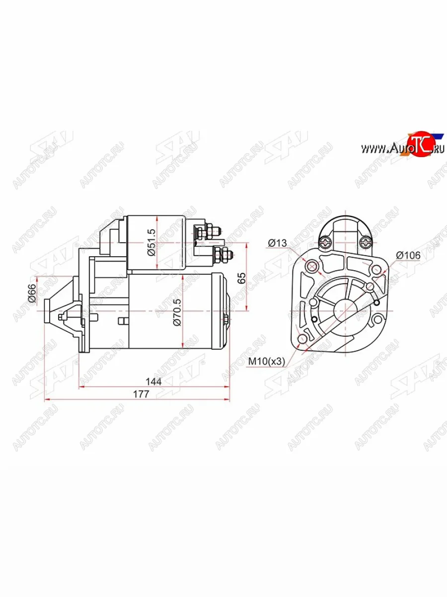 Стартер (0,85 kW Z=8) SAT Renault Sandero 1 (2009-2014)  в Керчи Республика Крым
