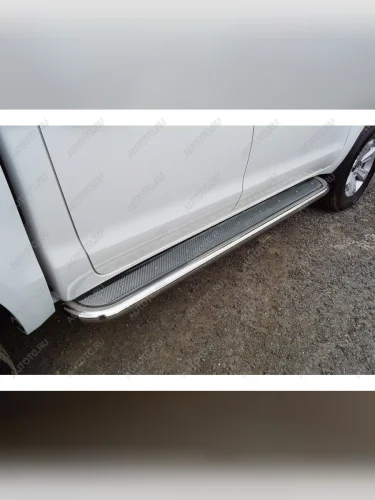 Пороги с площадкой ТСС Тюнинг (нержавеющий лист d60.3 мм) Sollers ST6 пикап (2023-2025)