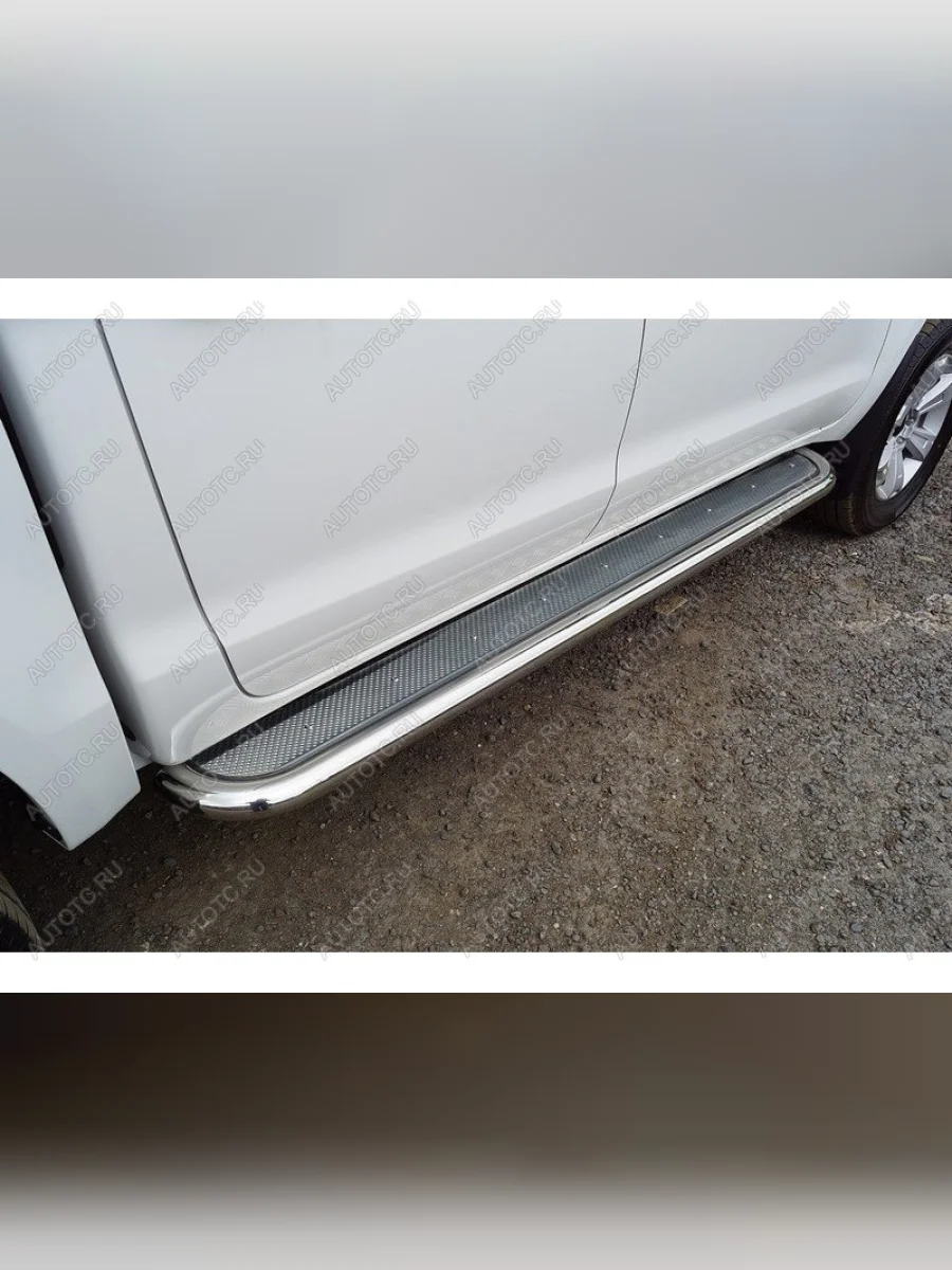 Пороги с площадкой ТСС Тюнинг Sollers ST6 пикап (2023-2025) (нержавеющий лист d60.3 мм)  в Керчи Республика Крым