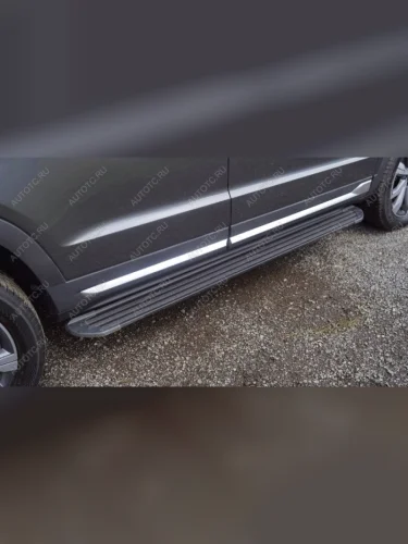 Пороги алюминиевые Slim Line ТСС Тюнинг (Black) Changan CS95 (2023-2025)