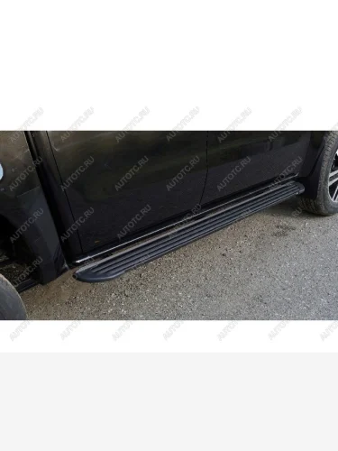 Пороги алюминиевые Slim Line ТСС Тюнинг (Black) JAC T9 Pickup Double Cab (2021-2025)