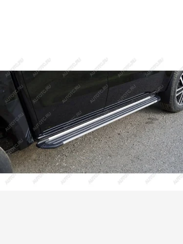 Пороги алюминиевые Slim Line ТСС Тюнинг (серебро) JAC T9 Pickup Double Cab (2021-2025)