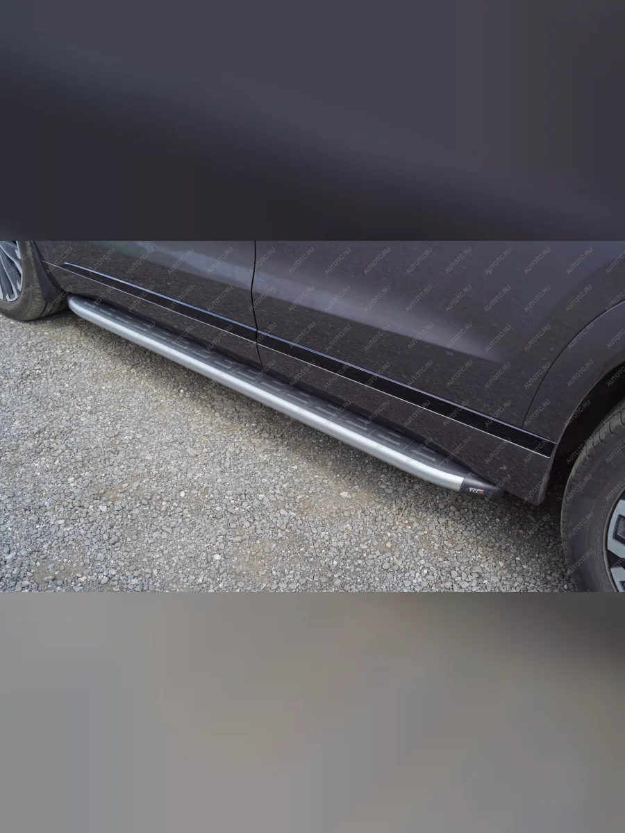 Пороги алюминиевые с пластиковой накладкой ТСС Тюнинг JAECOO J8 (2024-2025) (карбон серебро)  с доставкой в г. Керчь