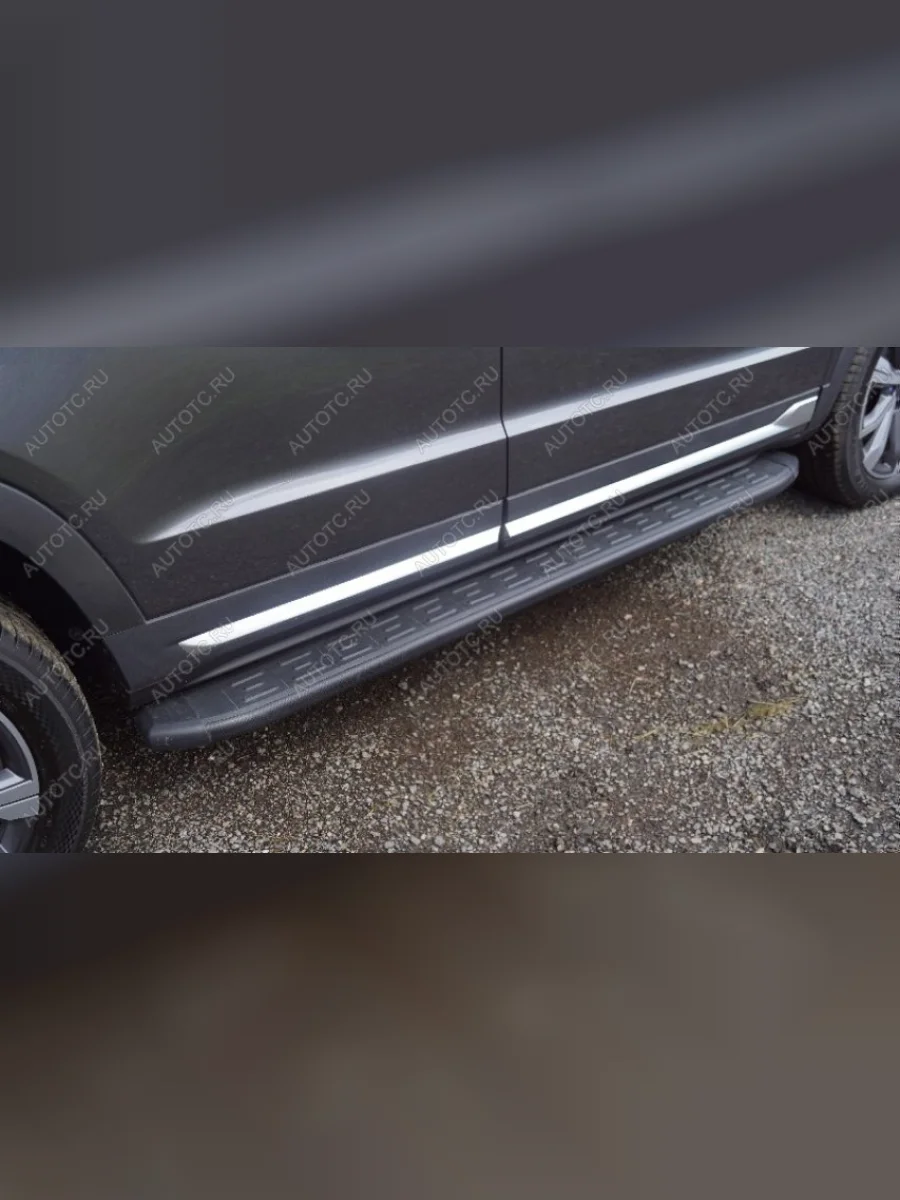 Пороги алюминиевые с пластиковой накладкой ТСС Тюнинг Changan CS95 (2023-2025) (карбон черные)  в Самаре Самарской области