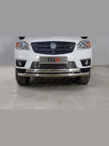 Защита передняя нижняя d76.1 мм, 75 мм (двойная) ТСС Тюнинг (нержавейка) Sollers ST6 пикап (2023-2025)