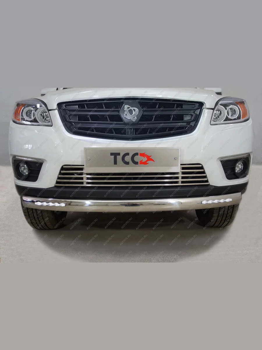 Защита передняя нижняя d75х42 мм (овальная с ДХО) ТСС Тюнинг Sollers ST6 пикап (2023-2025) (нержавейка)  в Керчи Республика Крым