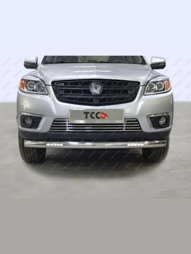 Защита передняя нижняя (с ДХО) ТСС Тюнинг (d76,1мм) Sollers ST6 пикап (2023-2025)