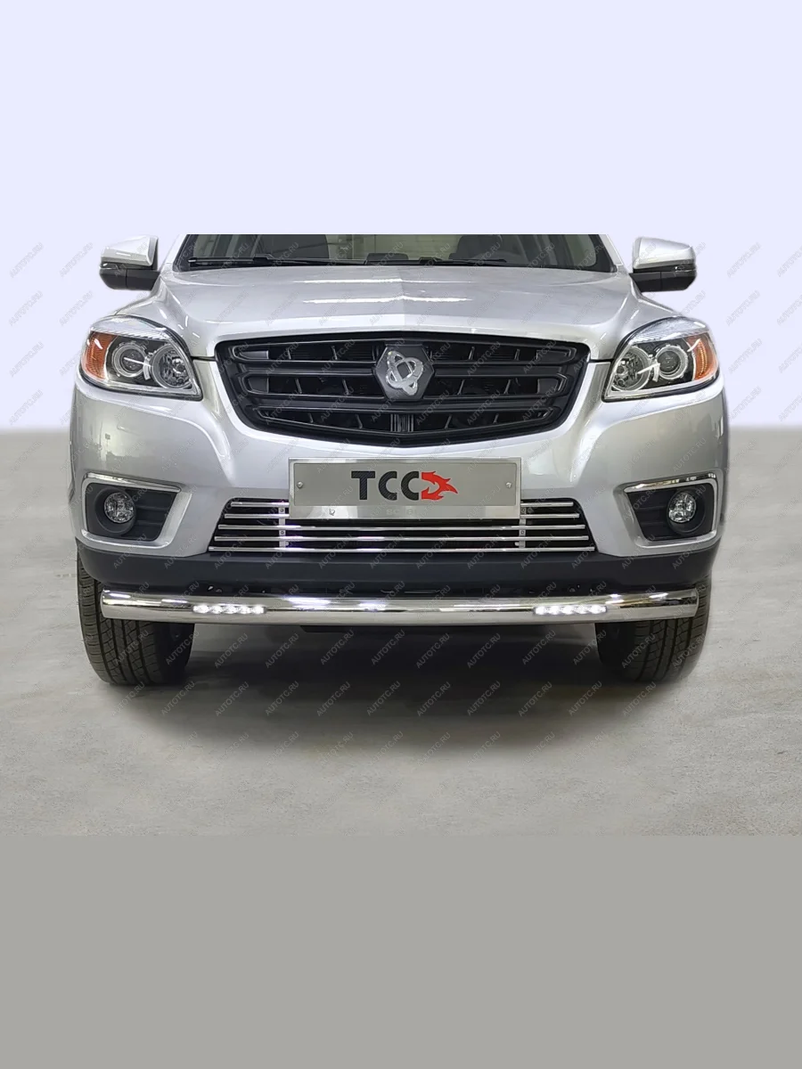 Защита передняя нижняя (с ДХО) ТСС Тюнинг Sollers ST6 пикап (2023-2025) (d76,1мм)  в Керчи Республика Крым