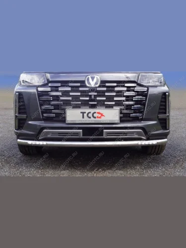 Защита передняя нижняя d60,3 мм (с ДХО)(кронштейны из AISI 304) ТСС Тюнинг (нержавейка) Changan CS95 (2023-2025)