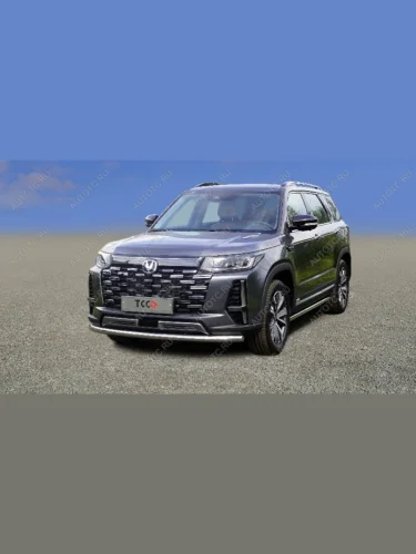 Защита передняя нижняя d60,3 мм (кронштейны из AISI 304) ТСС Тюнинг (нержавейка) Changan CS95 (2023-2025)